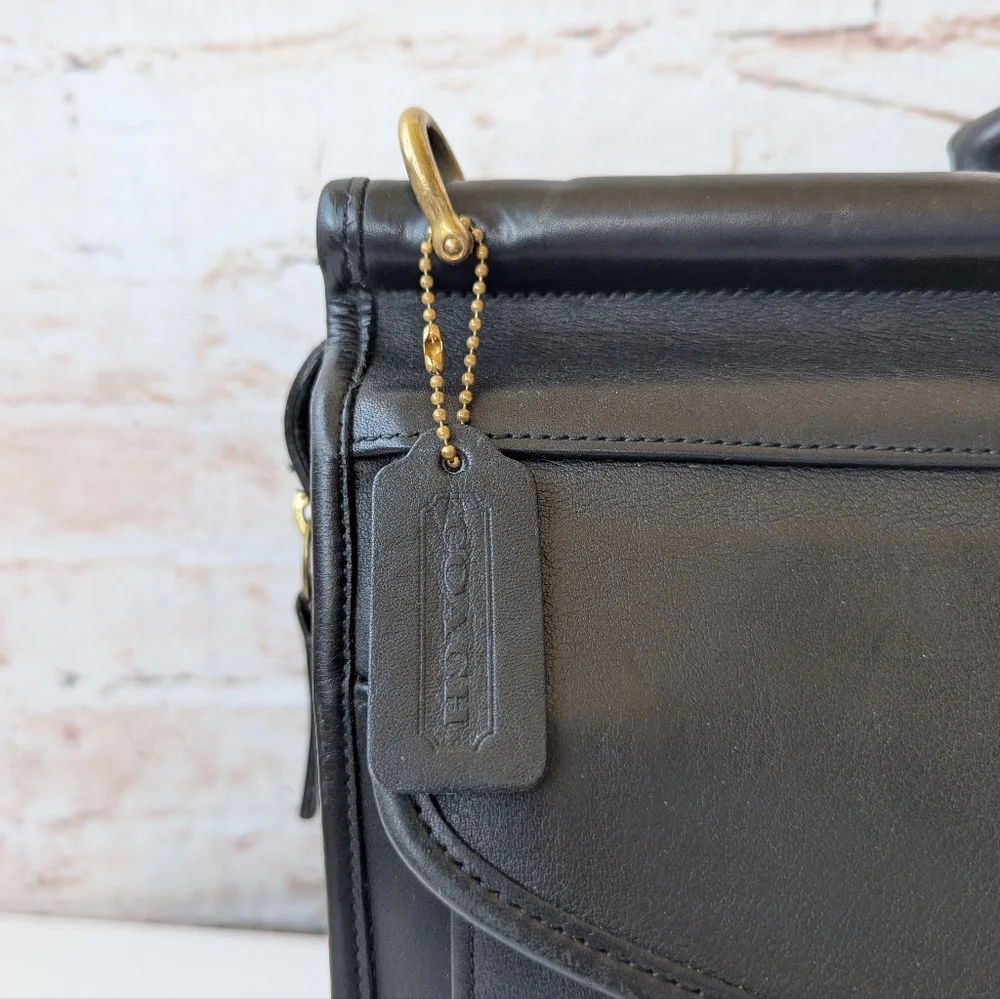 Coach Vintage Lenox Black Leather Briefcase with Gold Accents - Picture 5 of 16